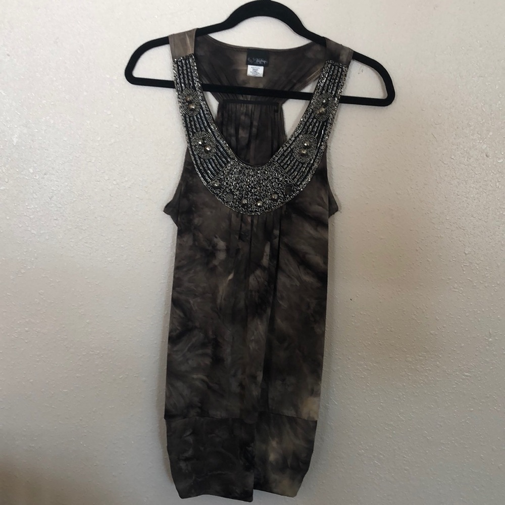 Beaded neckline tank top